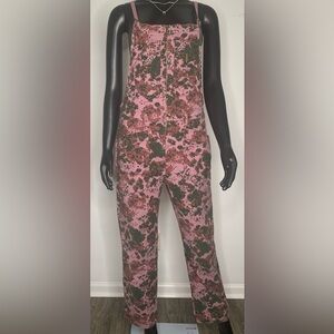 ANTHROPOLOGIE Pink & Green Floral-Print Women's Jumpsuit